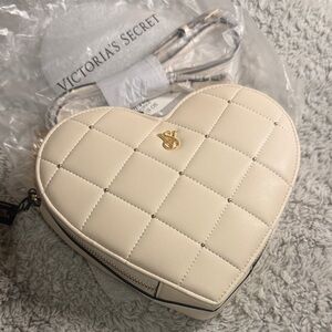 Victoria's Secret Quilted Cream Heart Crossbody Bag